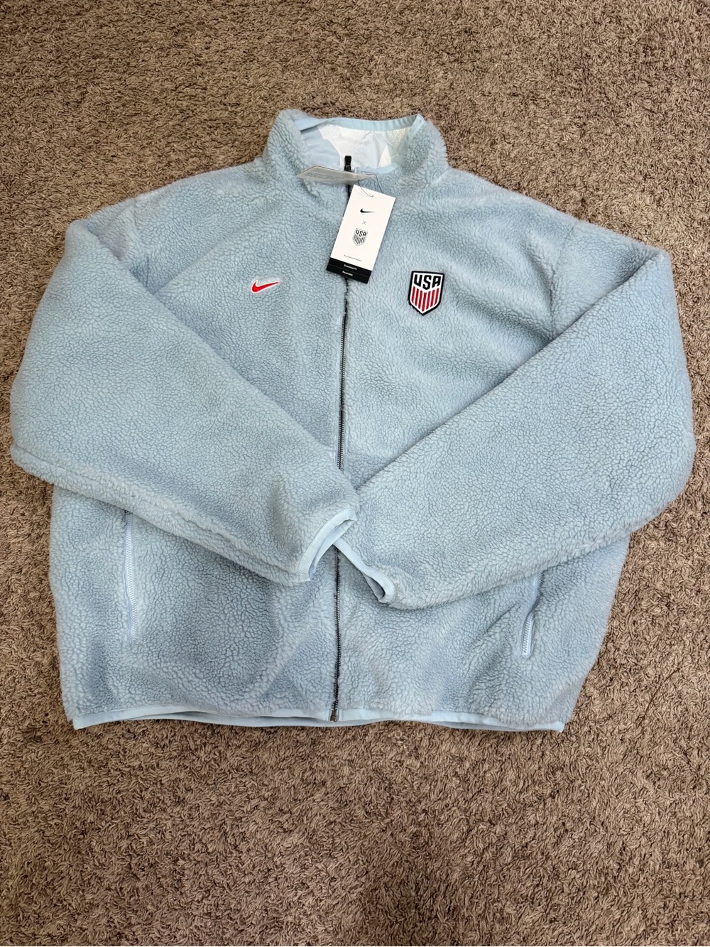 Nike Blue Reversible Insulated Teddy Jacket Team USA Soccer HF4943-440 sz Large